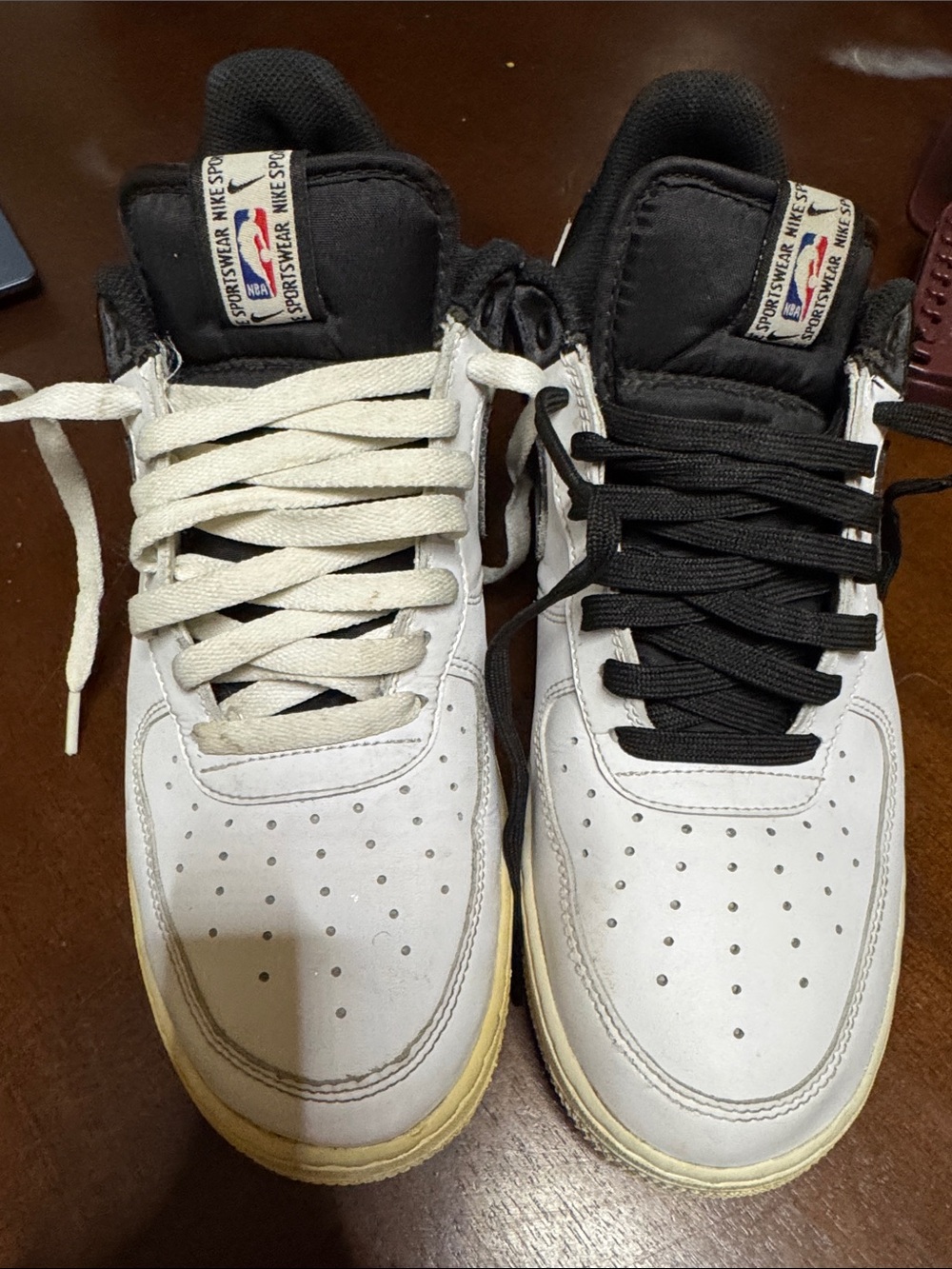 Men's Two-Tone White Leather Sneakers with Black Accents